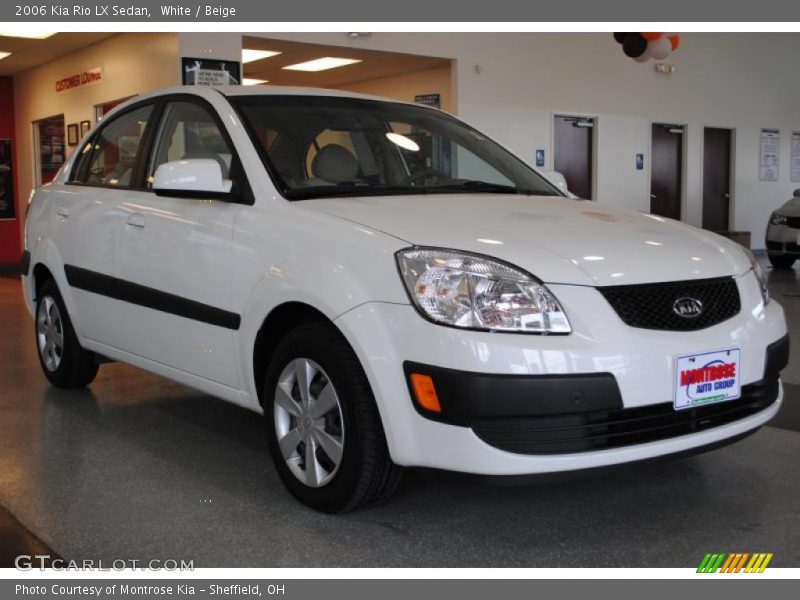 White / Beige 2006 Kia Rio LX Sedan
