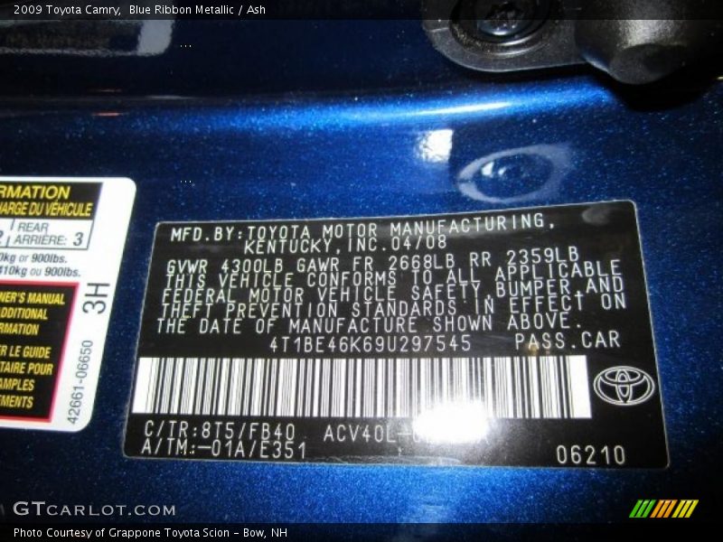 Blue Ribbon Metallic / Ash 2009 Toyota Camry