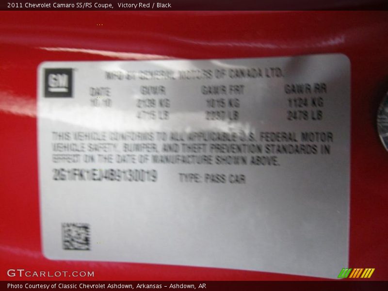 Victory Red / Black 2011 Chevrolet Camaro SS/RS Coupe