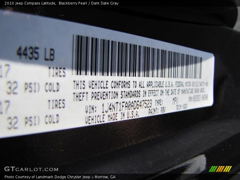Blackberry Pearl / Dark Slate Gray 2010 Jeep Compass Latitude