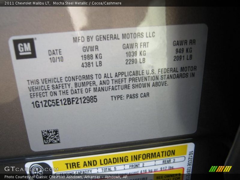 Mocha Steel Metallic / Cocoa/Cashmere 2011 Chevrolet Malibu LT