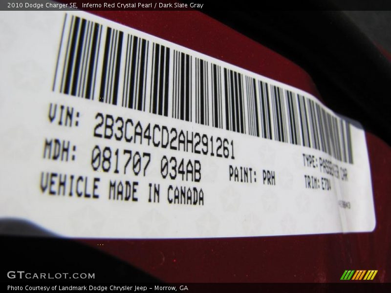 Inferno Red Crystal Pearl / Dark Slate Gray 2010 Dodge Charger SE