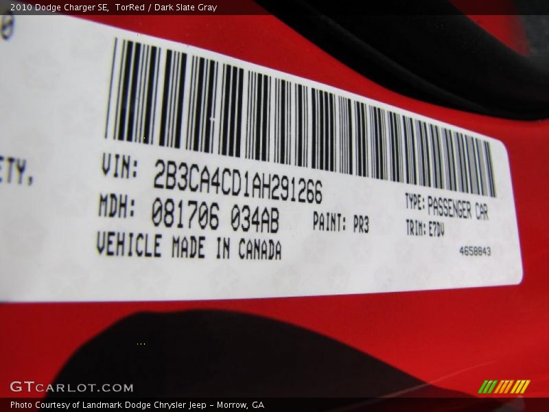 TorRed / Dark Slate Gray 2010 Dodge Charger SE