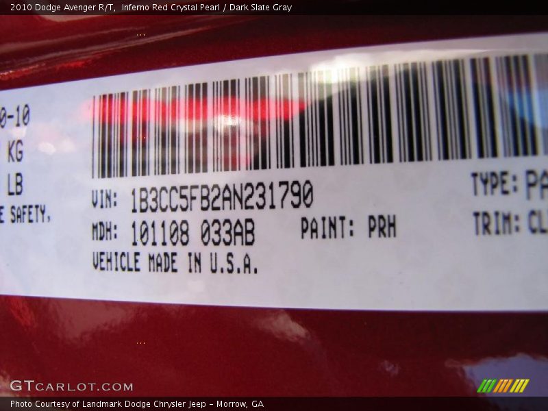 Inferno Red Crystal Pearl / Dark Slate Gray 2010 Dodge Avenger R/T