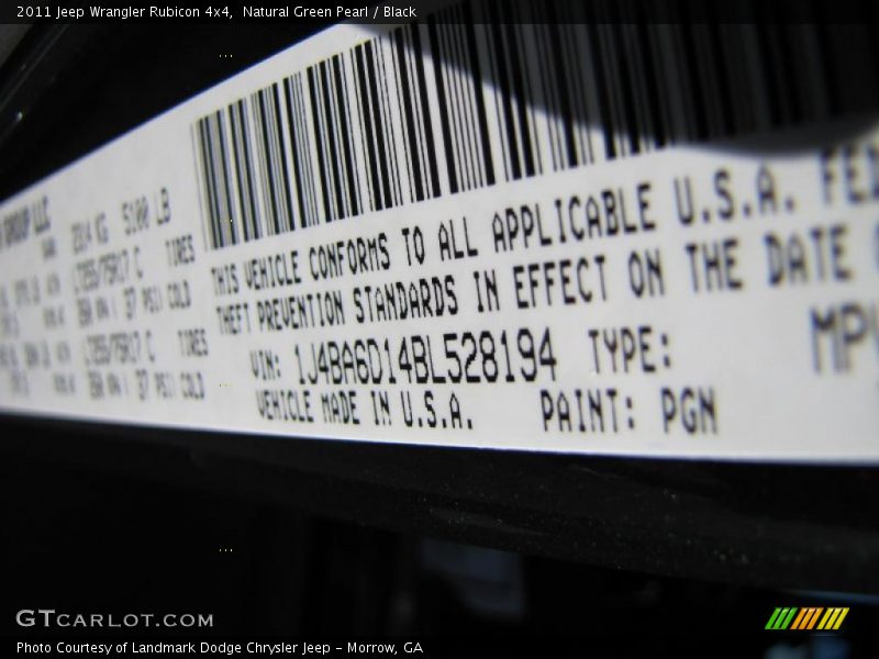 Natural Green Pearl / Black 2011 Jeep Wrangler Rubicon 4x4