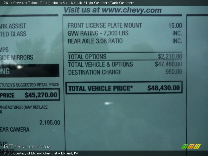  2011 Tahoe LT 4x4 Window Sticker