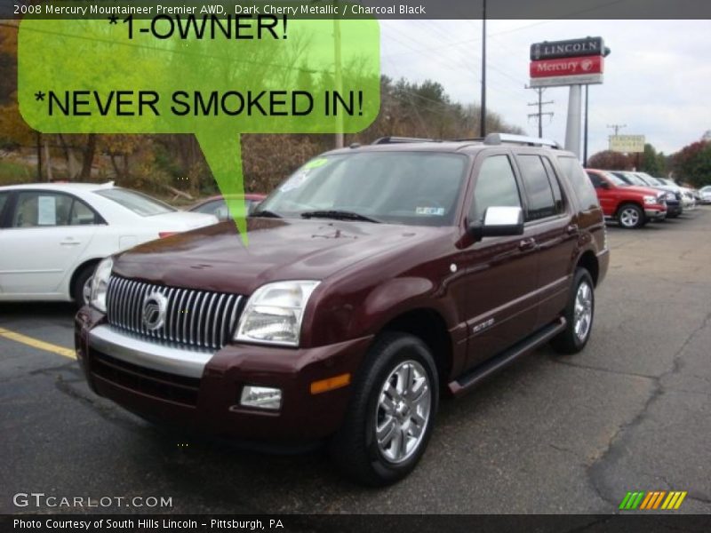 Dark Cherry Metallic / Charcoal Black 2008 Mercury Mountaineer Premier AWD
