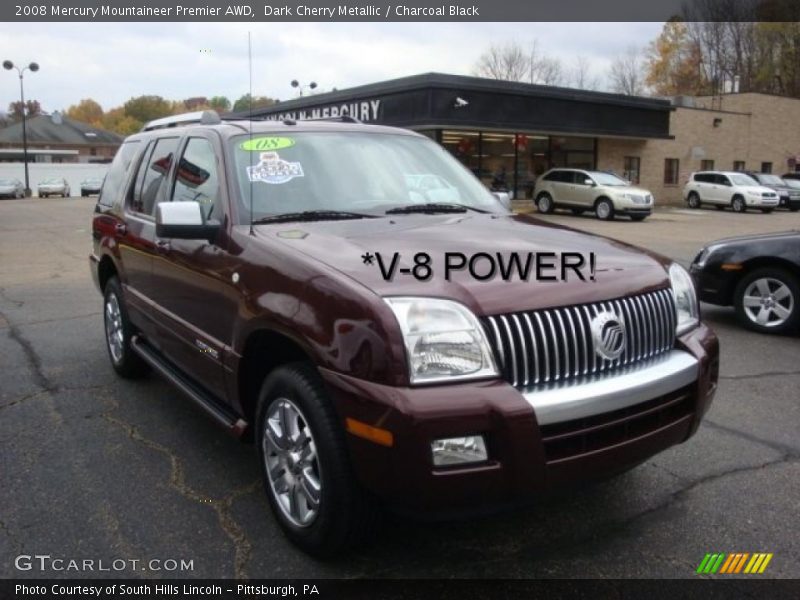 Dark Cherry Metallic / Charcoal Black 2008 Mercury Mountaineer Premier AWD
