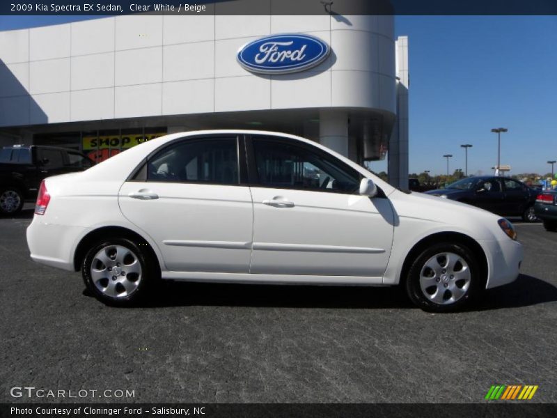 Clear White / Beige 2009 Kia Spectra EX Sedan