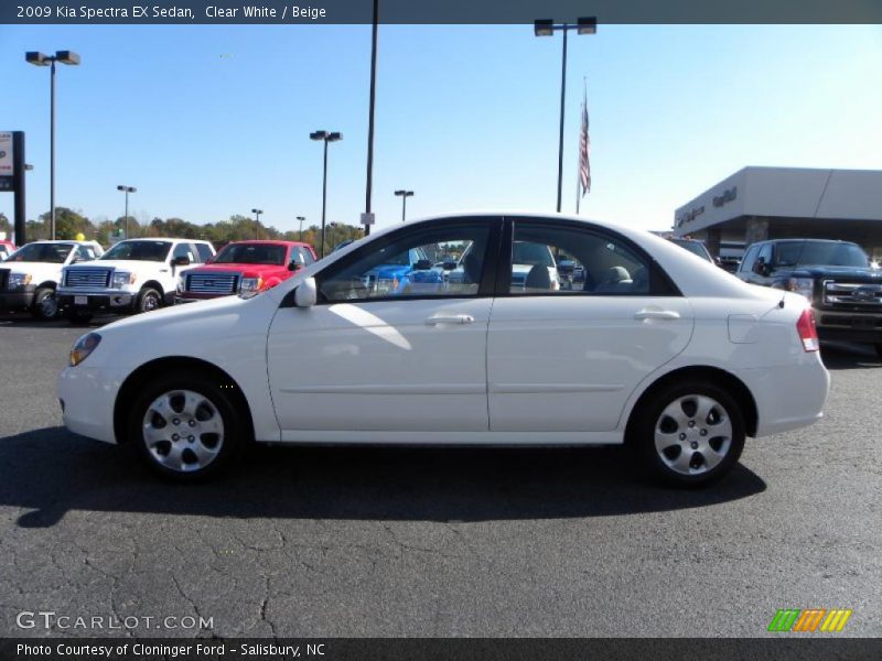 Clear White / Beige 2009 Kia Spectra EX Sedan