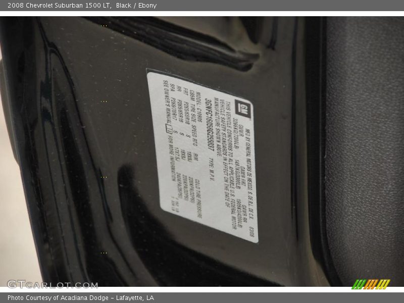 Info Tag of 2008 Suburban 1500 LT