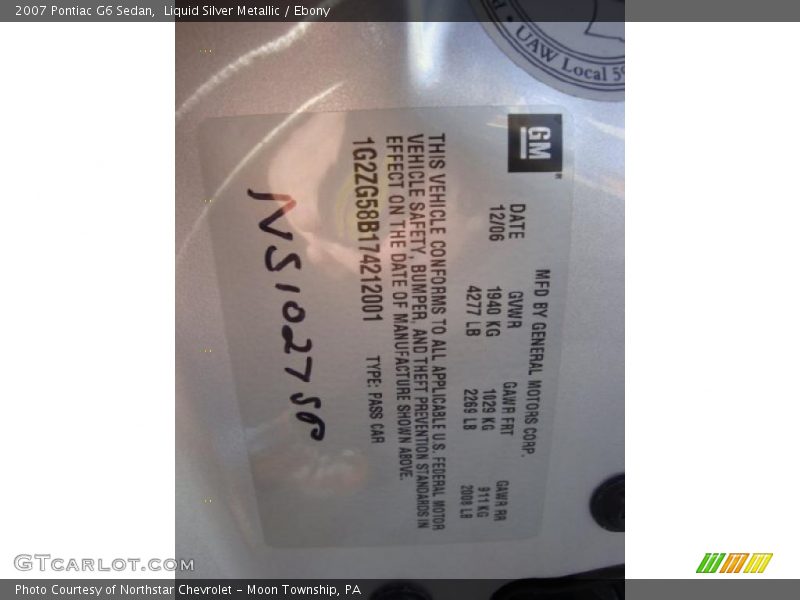 Liquid Silver Metallic / Ebony 2007 Pontiac G6 Sedan