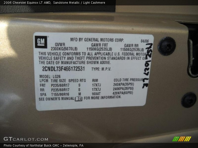 Sandstone Metallic / Light Cashmere 2006 Chevrolet Equinox LT AWD