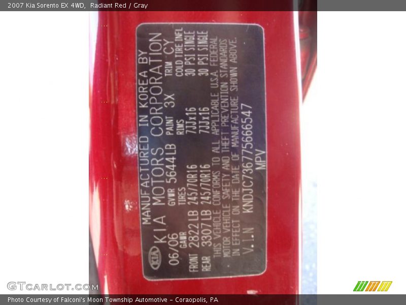 Radiant Red / Gray 2007 Kia Sorento EX 4WD