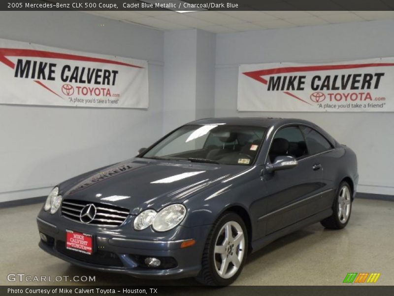 Cadet Blue Metallic / Charcoal/Dark Blue 2005 Mercedes-Benz CLK 500 Coupe