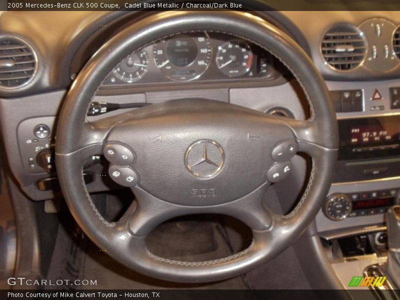 Cadet Blue Metallic / Charcoal/Dark Blue 2005 Mercedes-Benz CLK 500 Coupe