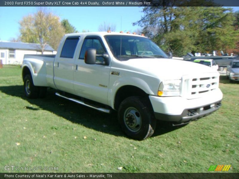 Oxford White / Medium Flint 2003 Ford F350 Super Duty XLT Crew Cab 4x4 Dually