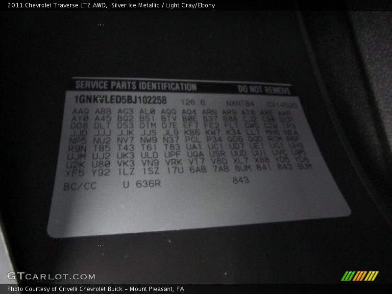 Silver Ice Metallic / Light Gray/Ebony 2011 Chevrolet Traverse LTZ AWD
