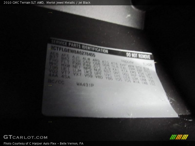 Merlot Jewel Metallic / Jet Black 2010 GMC Terrain SLT AWD