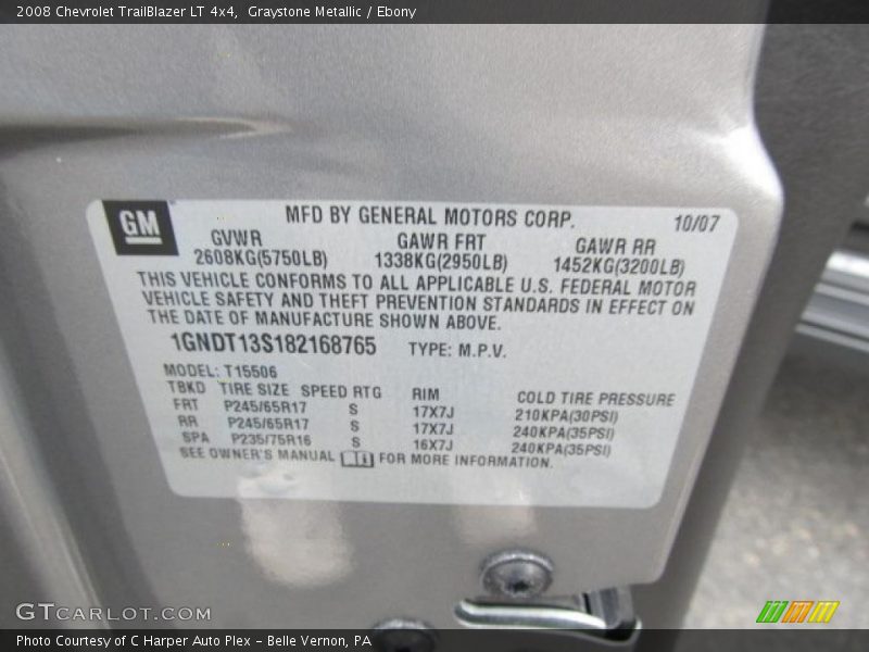 Graystone Metallic / Ebony 2008 Chevrolet TrailBlazer LT 4x4
