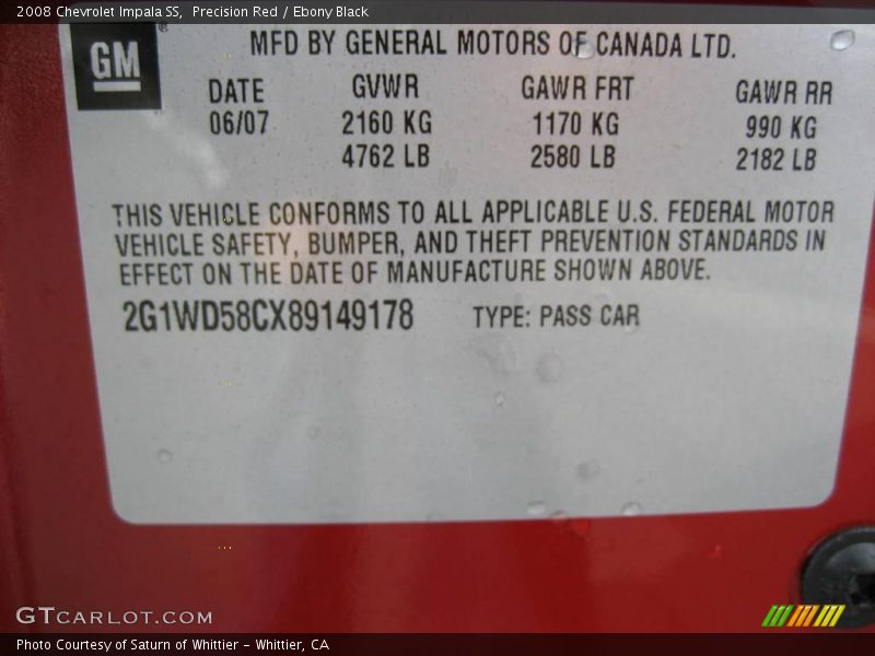Precision Red / Ebony Black 2008 Chevrolet Impala SS