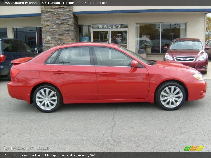 Lightning Red / Carbon Black 2009 Subaru Impreza 2.5 GT Sedan