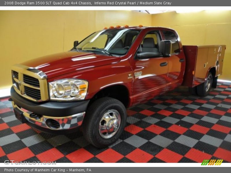 Inferno Red Crystal Pearl / Medium Slate Gray 2008 Dodge Ram 3500 SLT Quad Cab 4x4 Chassis