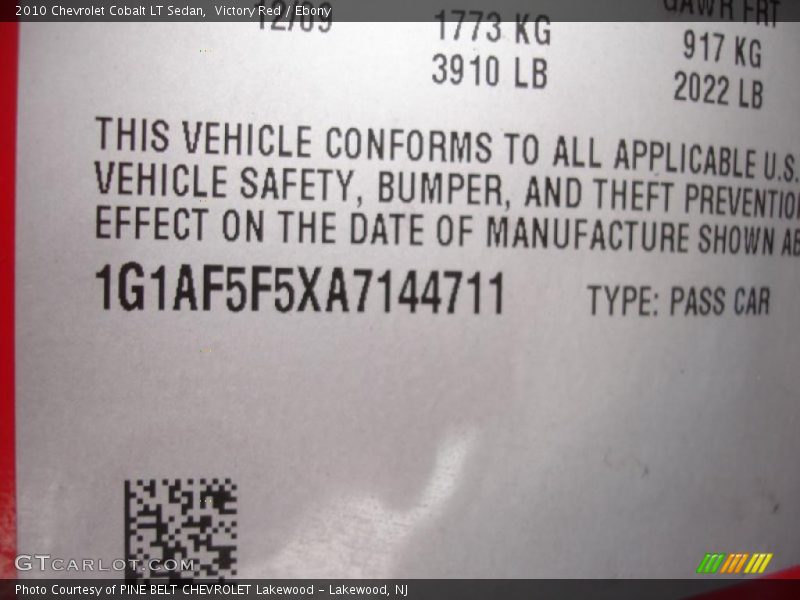 Victory Red / Ebony 2010 Chevrolet Cobalt LT Sedan
