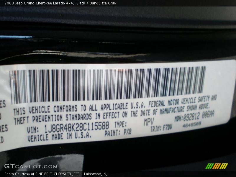 Black / Dark Slate Gray 2008 Jeep Grand Cherokee Laredo 4x4