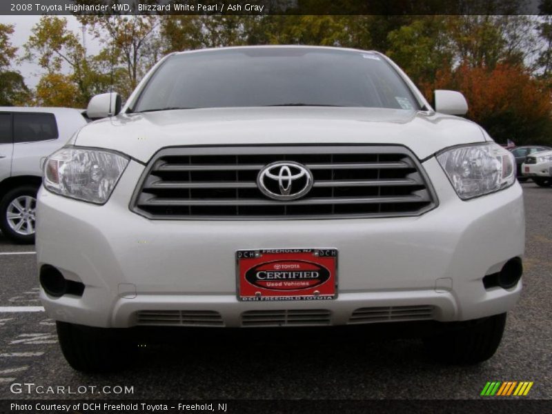 Blizzard White Pearl / Ash Gray 2008 Toyota Highlander 4WD