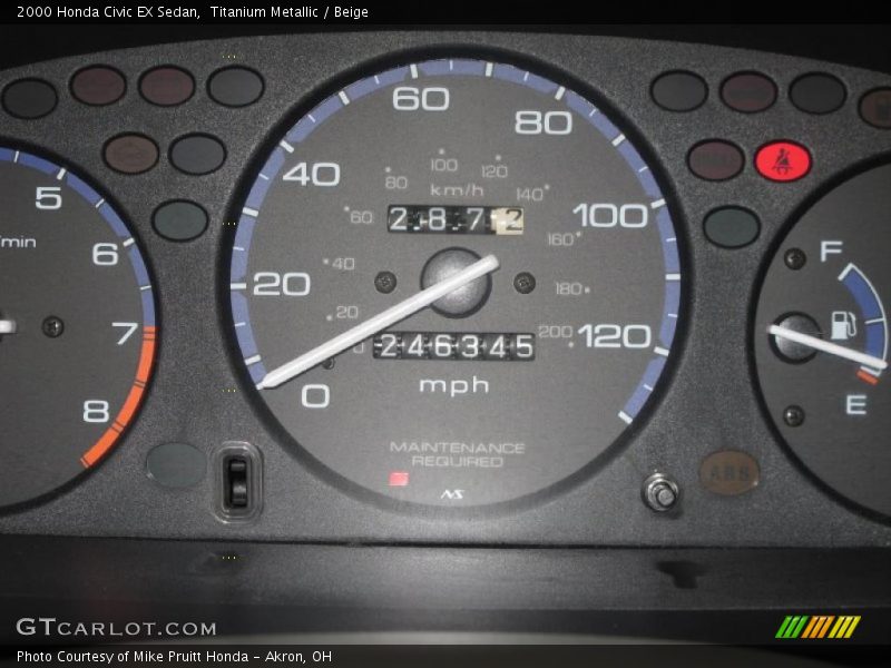 Titanium Metallic / Beige 2000 Honda Civic EX Sedan
