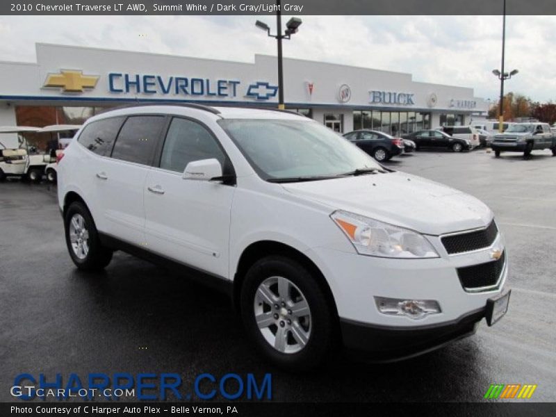 Summit White / Dark Gray/Light Gray 2010 Chevrolet Traverse LT AWD