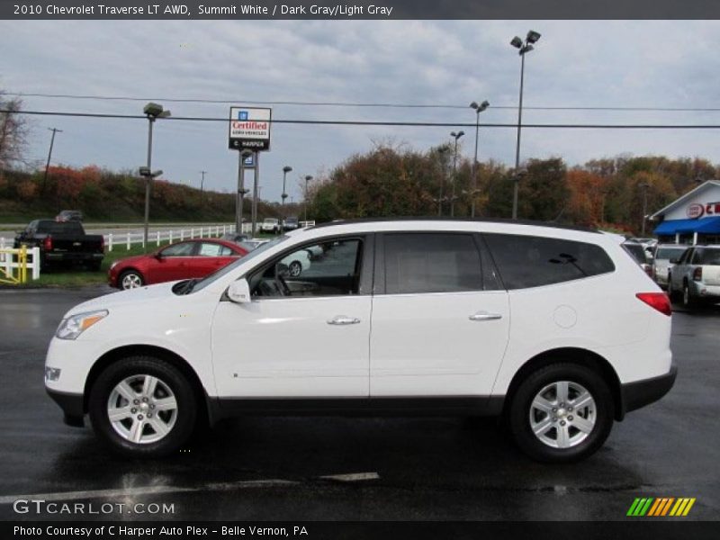 Summit White / Dark Gray/Light Gray 2010 Chevrolet Traverse LT AWD