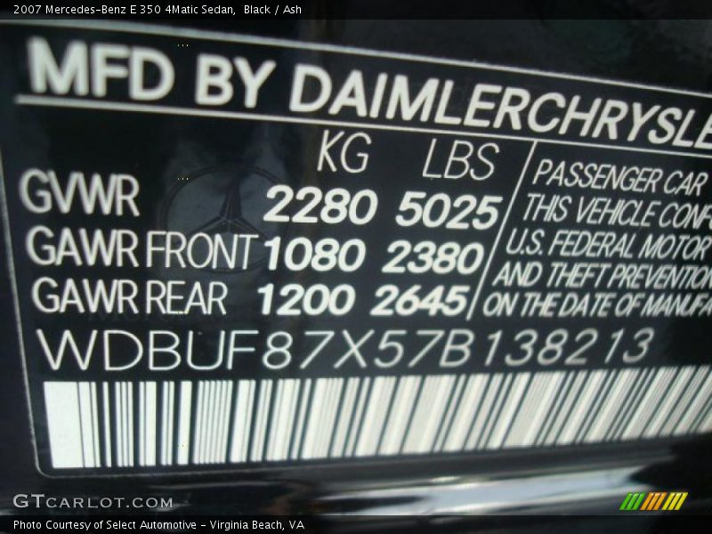 Black / Ash 2007 Mercedes-Benz E 350 4Matic Sedan