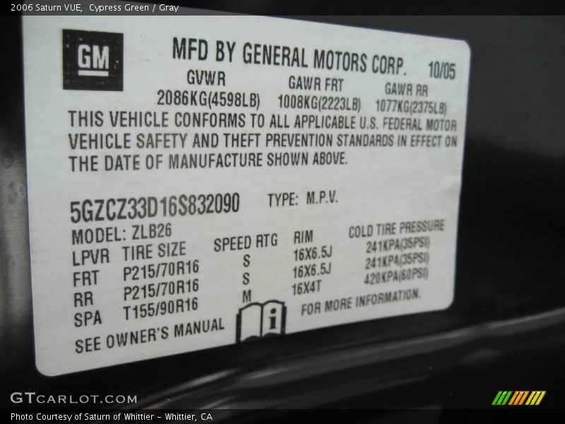 Cypress Green / Gray 2006 Saturn VUE