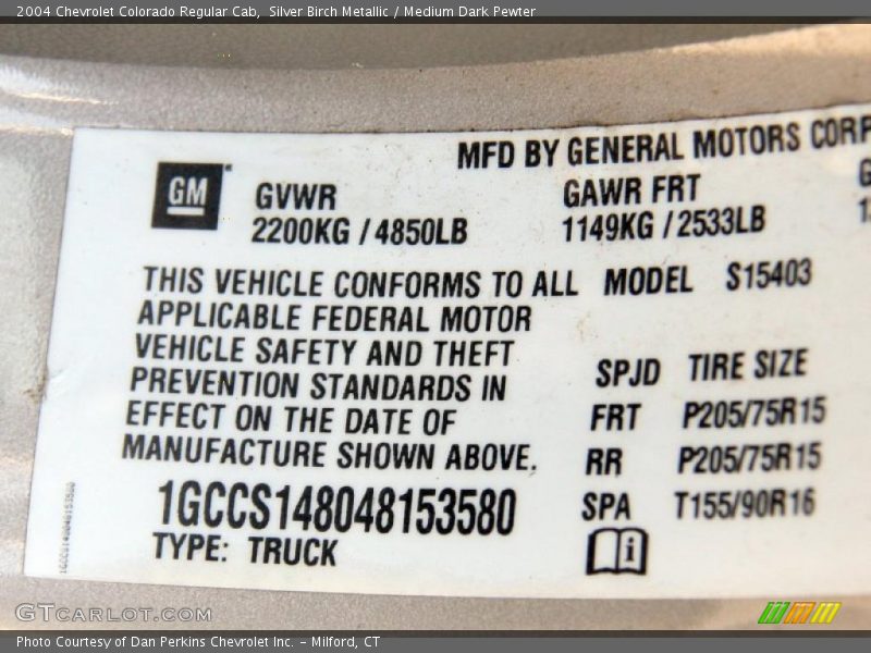 Silver Birch Metallic / Medium Dark Pewter 2004 Chevrolet Colorado Regular Cab