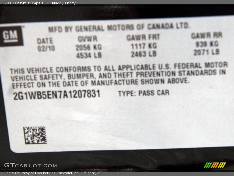 Black / Ebony 2010 Chevrolet Impala LT
