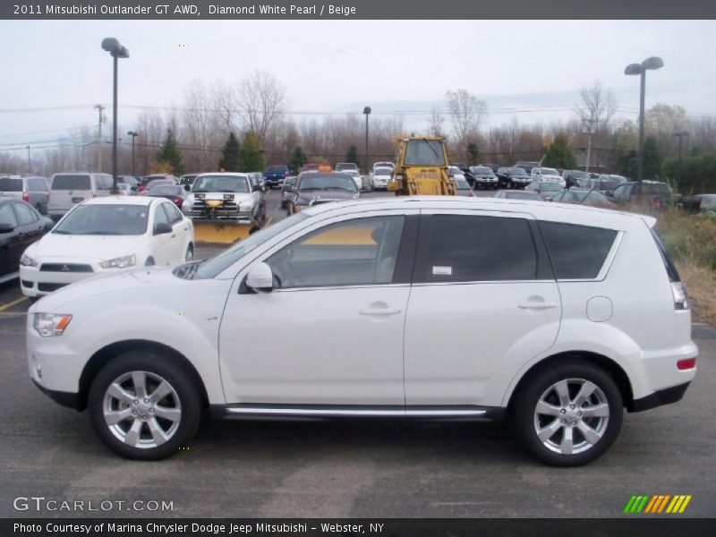 Diamond White Pearl / Beige 2011 Mitsubishi Outlander GT AWD