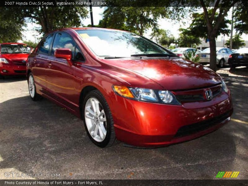 Habanero Red Pearl / Black 2007 Honda Civic Si Sedan