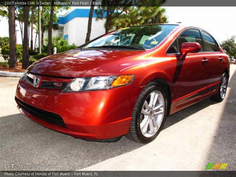 Habanero Red Pearl / Black 2007 Honda Civic Si Sedan