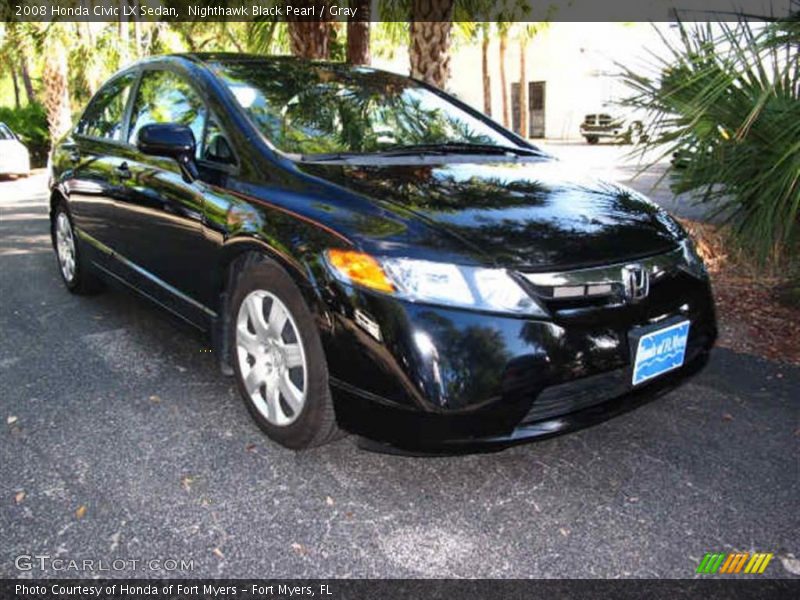 Nighthawk Black Pearl / Gray 2008 Honda Civic LX Sedan