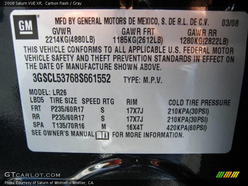 Carbon Flash / Gray 2008 Saturn VUE XR