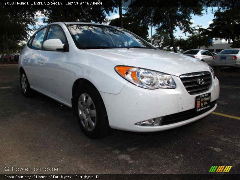 Captiva White / Beige 2008 Hyundai Elantra GLS Sedan