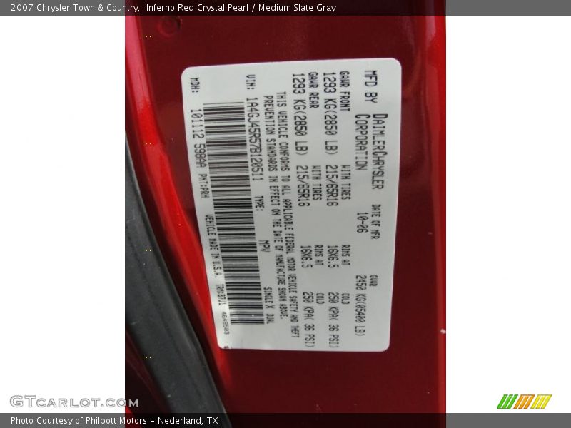 Inferno Red Crystal Pearl / Medium Slate Gray 2007 Chrysler Town & Country