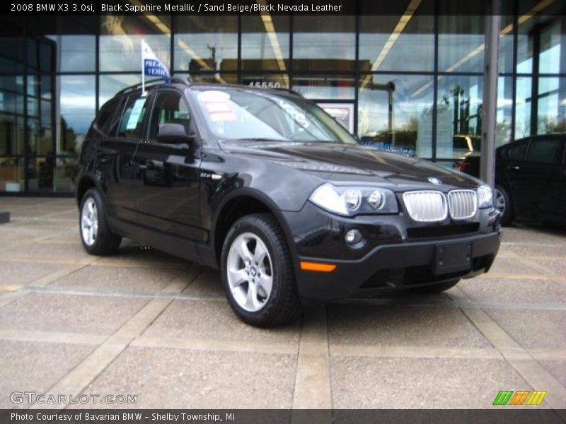 Black Sapphire Metallic / Sand Beige/Black Nevada Leather 2008 BMW X3 3.0si