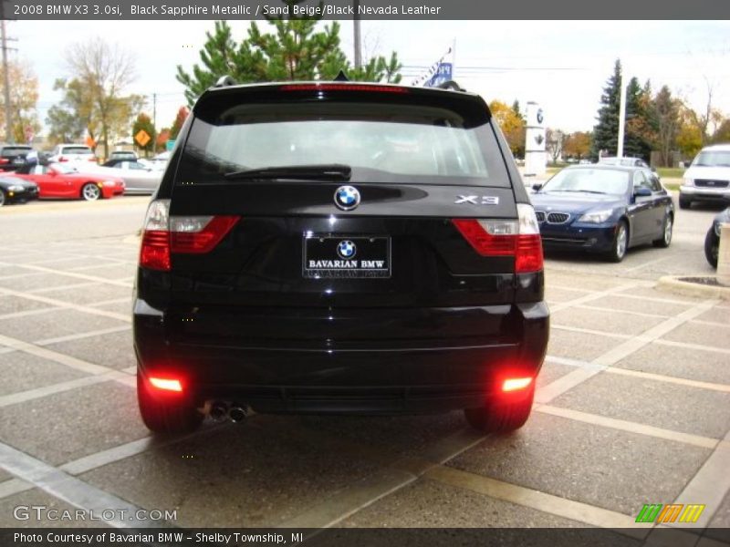 Black Sapphire Metallic / Sand Beige/Black Nevada Leather 2008 BMW X3 3.0si