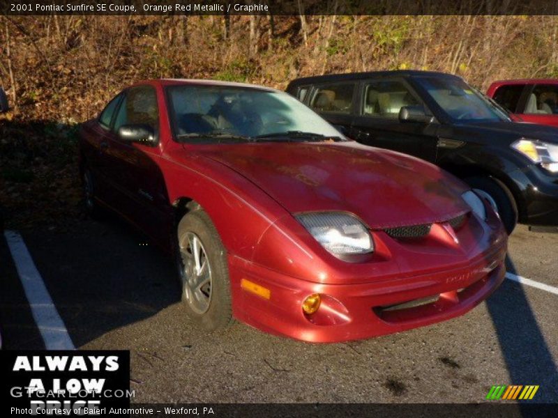 Orange Red Metallic / Graphite 2001 Pontiac Sunfire SE Coupe