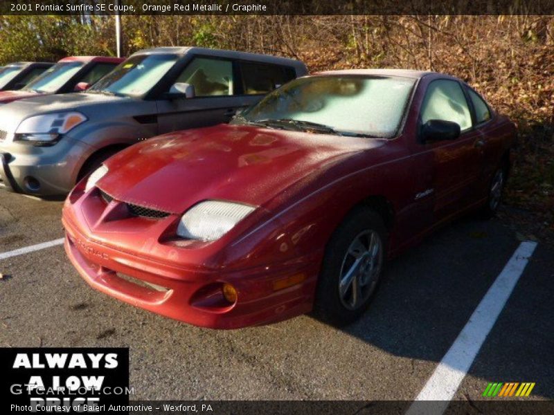 Orange Red Metallic / Graphite 2001 Pontiac Sunfire SE Coupe