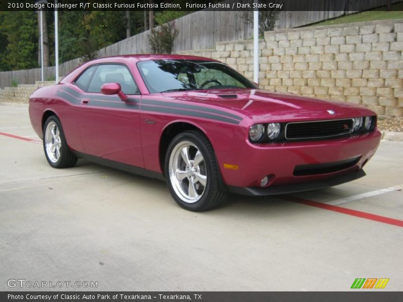 Front 3/4 View of 2010 Challenger R/T Classic Furious Fuchsia Edition