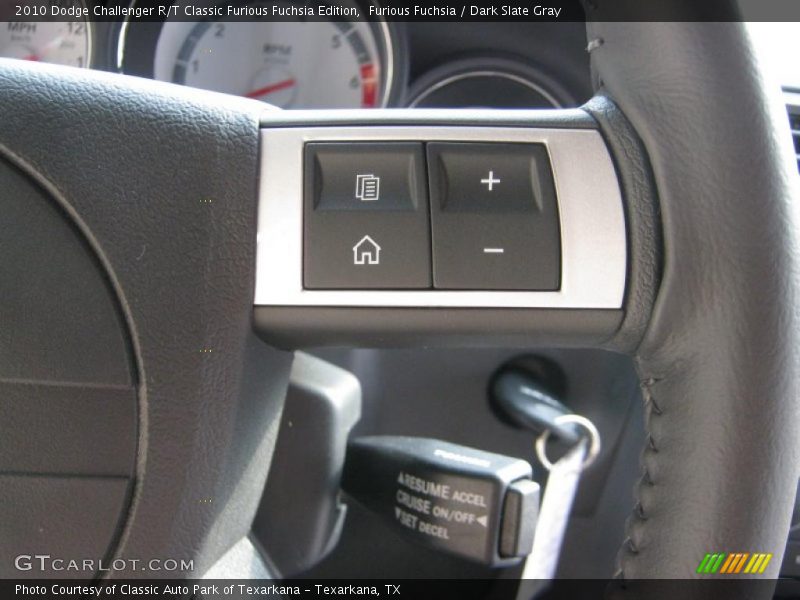 Controls of 2010 Challenger R/T Classic Furious Fuchsia Edition